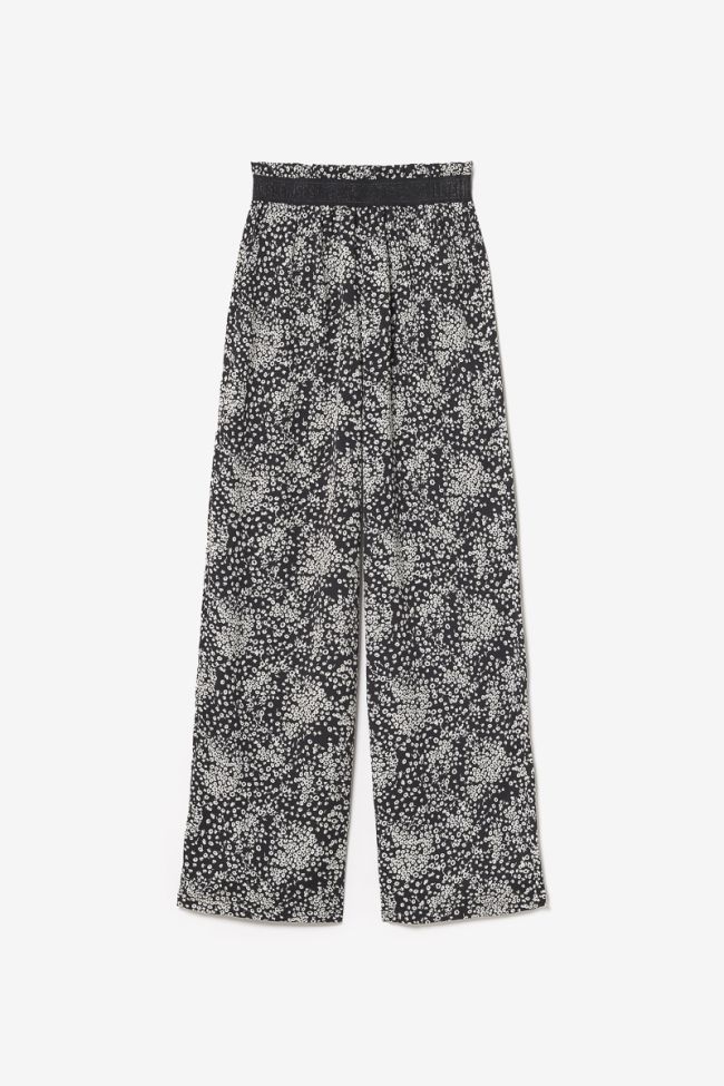 Black and white floral Luisa flowing trousers