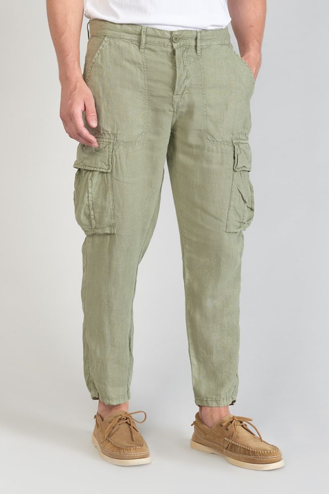 Light khaki Oddo linen cargo trousers