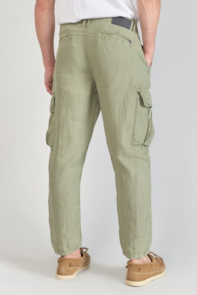 Light khaki Oddo linen cargo trousers