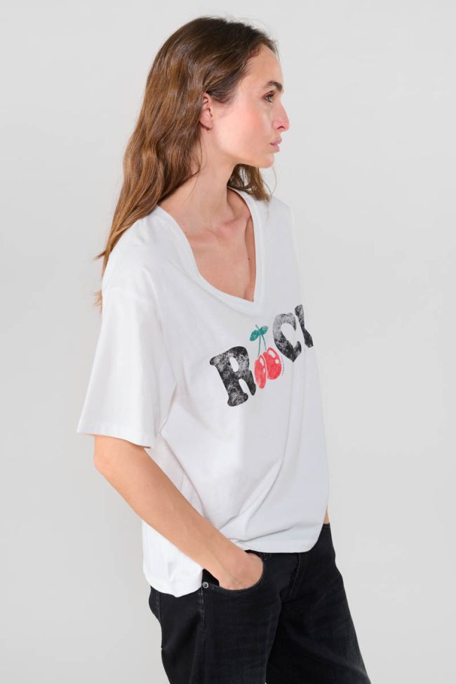 T-shirt Auldi blanc délavé imprimé