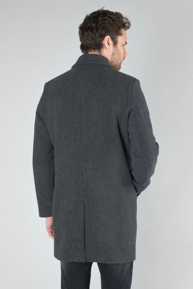 Grey herringbone mid-length Dores coat