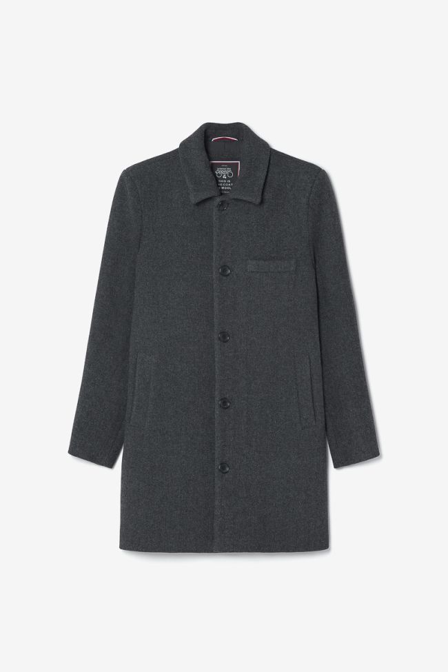 Grey herringbone mid-length Dores coat