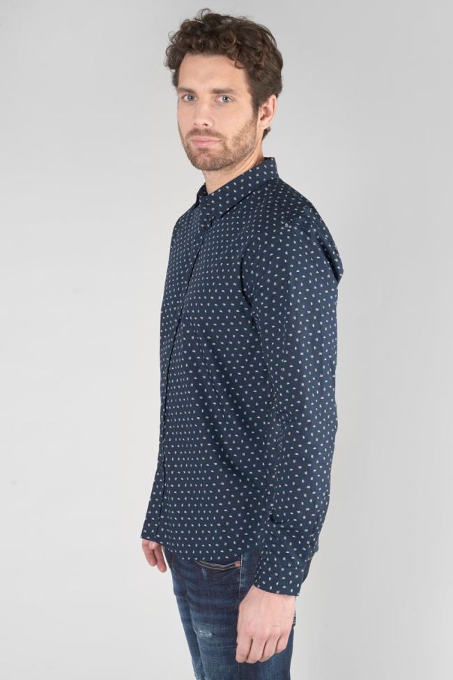 Navy blue patterned Gisor shirt