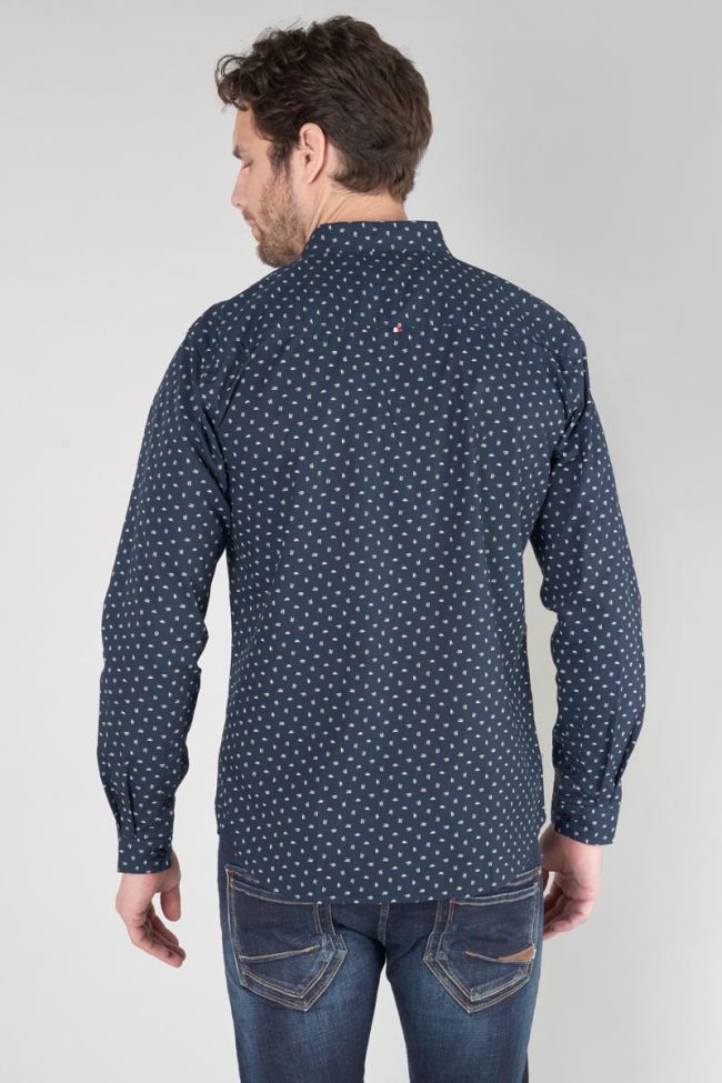 Navy blue patterned Gisor shirt