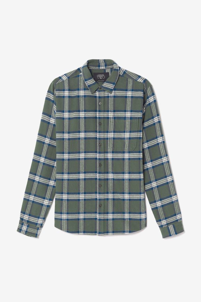 Khaki and blue check Gosp flannel shirt