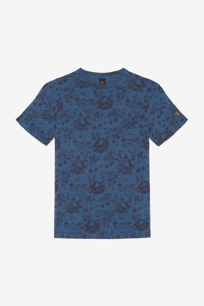T-shirt Pagan bleu à motif 