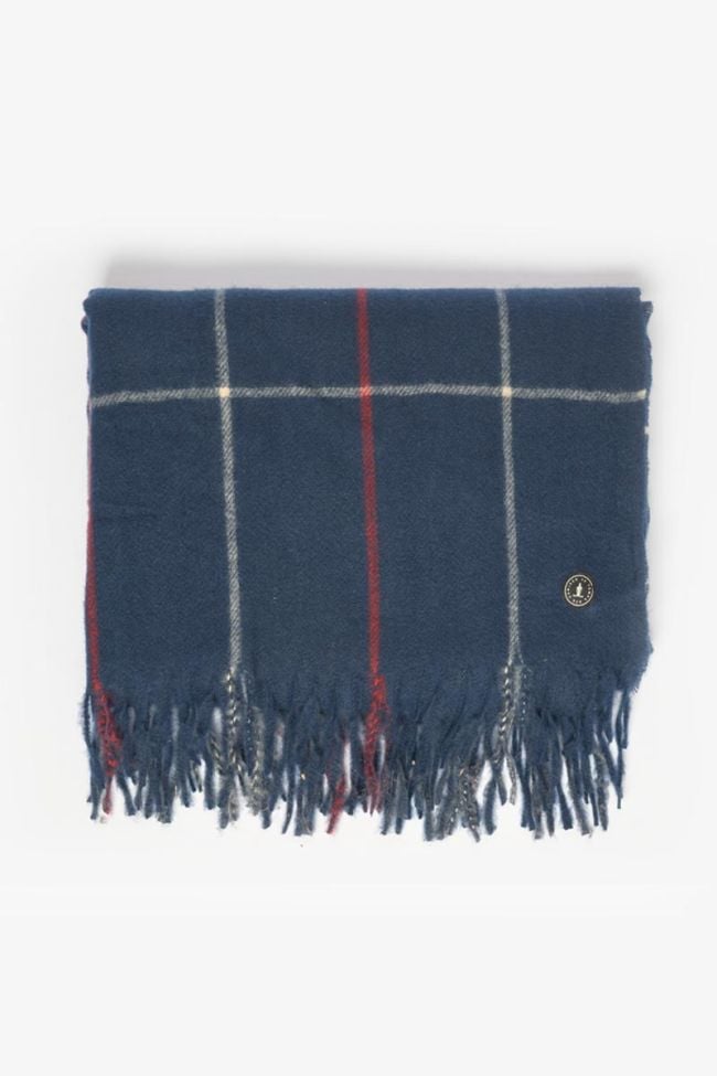 Navy blue and red checked Rosim scarf