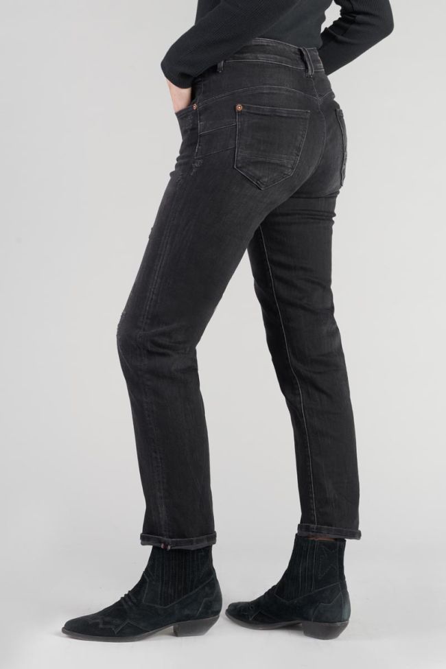 Zep pulp slim high waist 7/8th jeans destroy black N°1