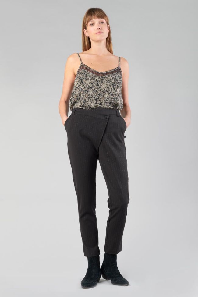 Black Livia trousers with asymmetric fastening