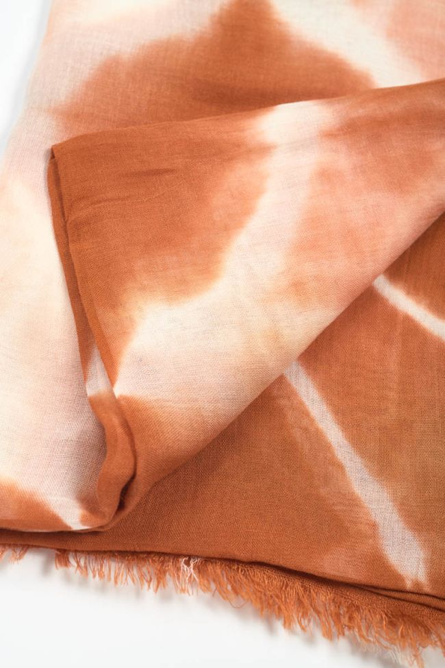 Orange Arum scarf with tie-dye pattern