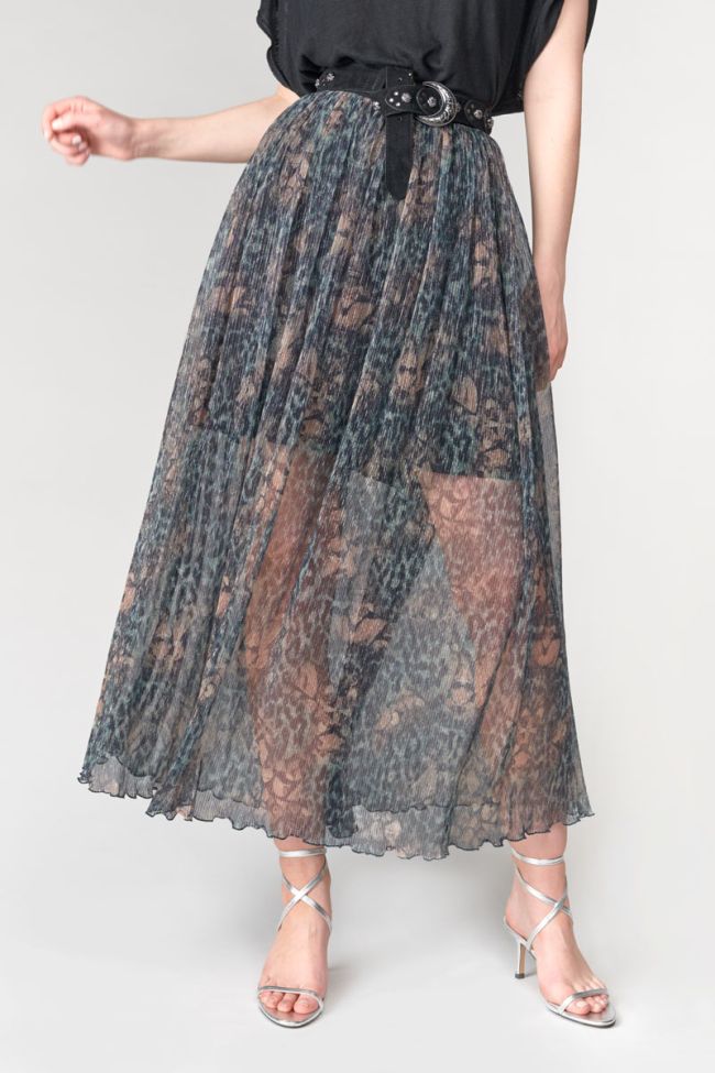 Iridescent khaki Dille maxi skirt