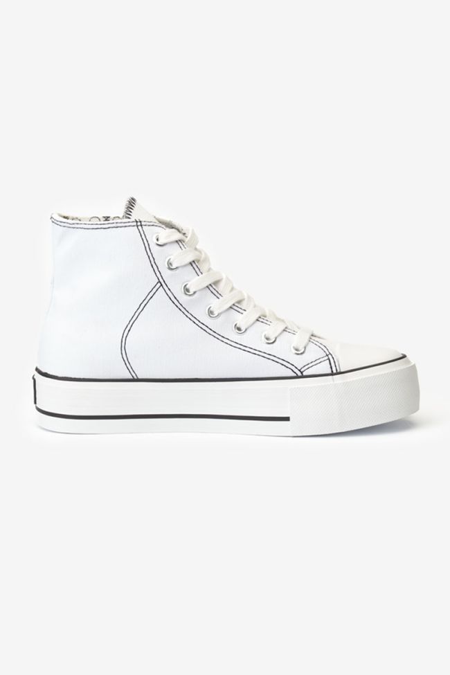 Dream white embroidered high-top trainers