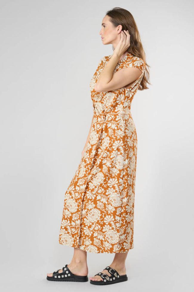 Joubarb dress with ochre floral motif