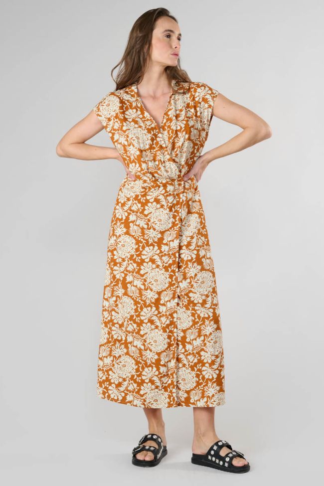 Joubarb dress with ochre floral motif