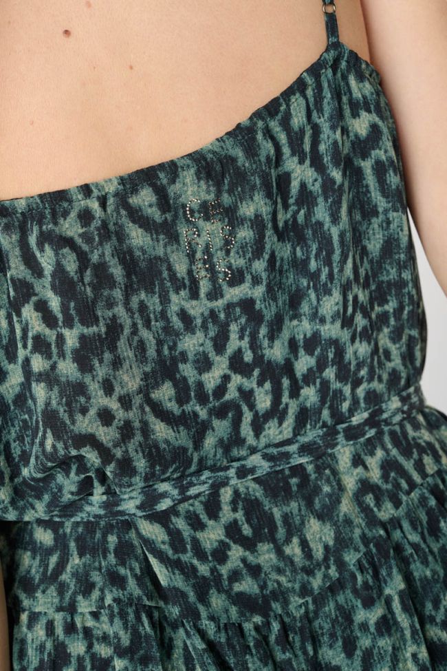 Khaki leopard print Lisaka maxi dress