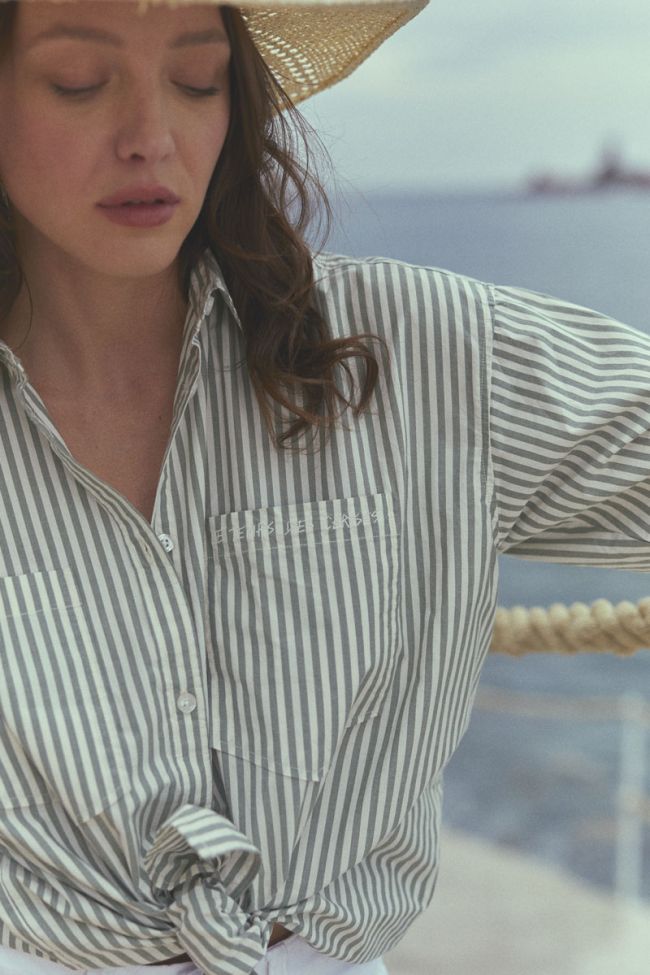 Petunia oversized shirt with green stripes