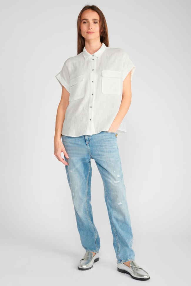 Weigela white cotton gauze shirt
