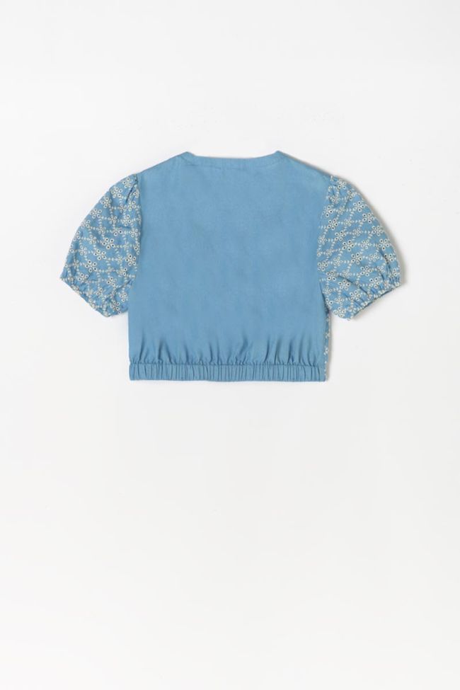 Blue embroidered Loiciagi crop top