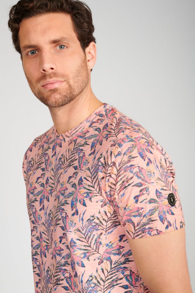 Salmon tropical pattern Abel t-shirt