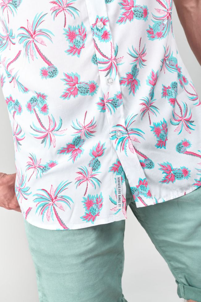 Chemise Bamas blanche à motif palmier