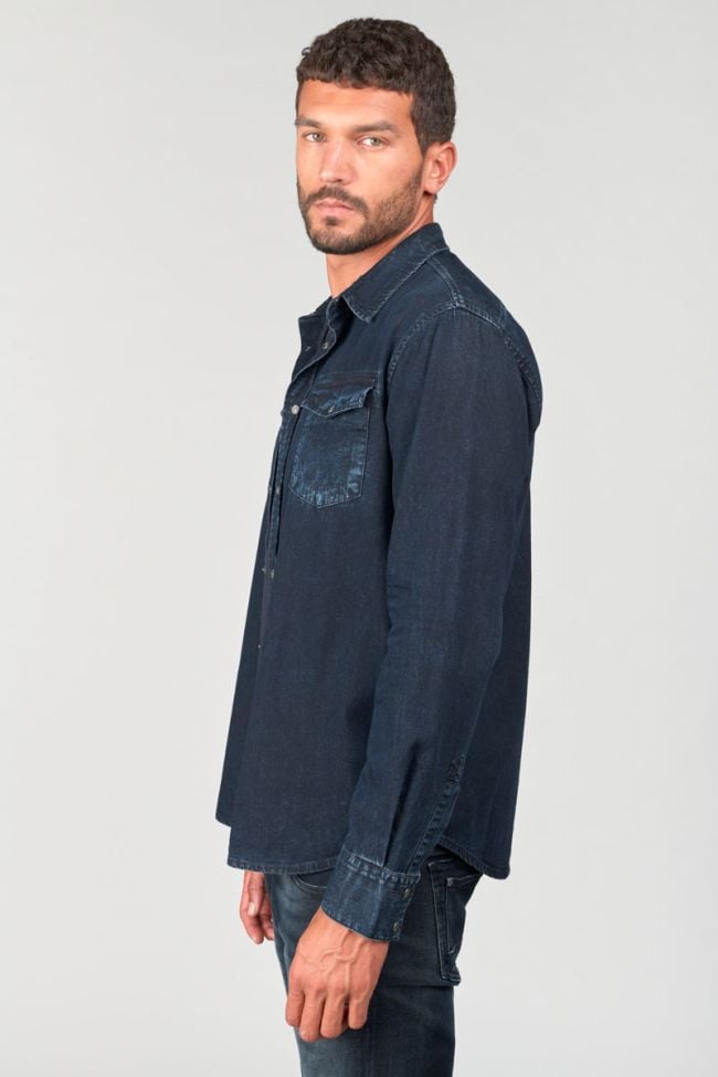Chemise Pedro en jeans bleu noir délavé