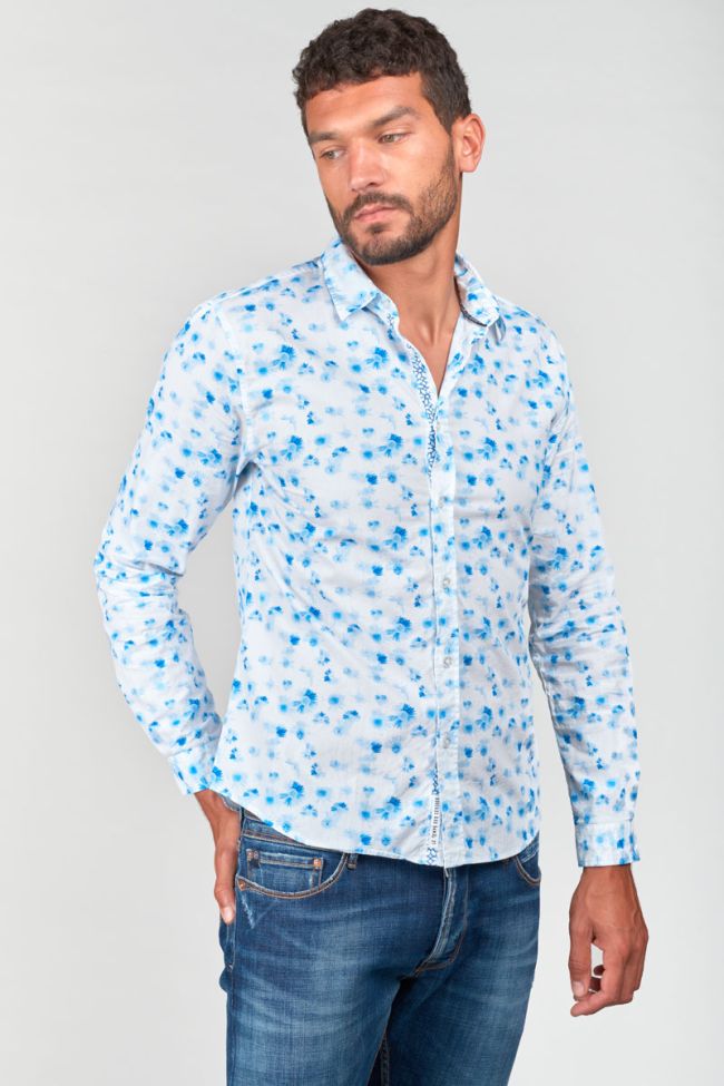 Chemise Rasel à motif fleuri bleu et blanc