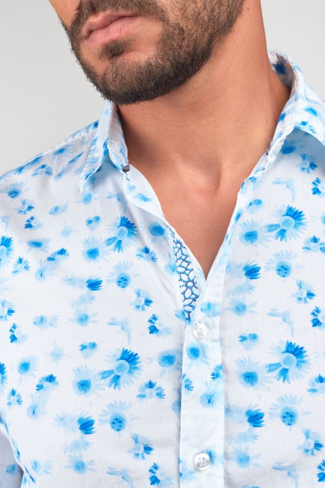 Chemise Rasel à motif fleuri bleu et blanc