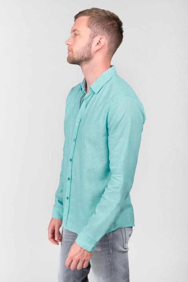 Turquoise blue linen blend Rodes shirt