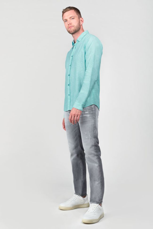 Turquoise blue linen blend Rodes shirt