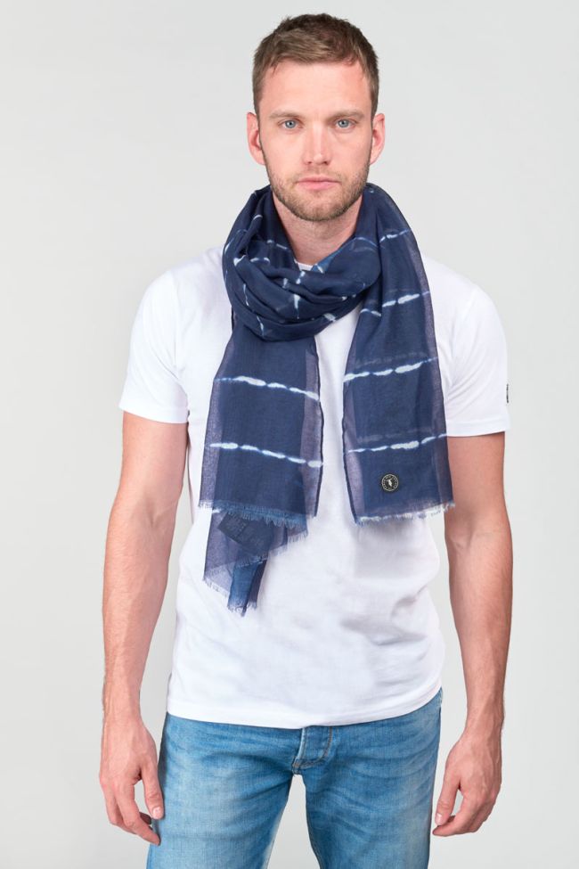 Navy blue Scape scarf with tie-dye pattern