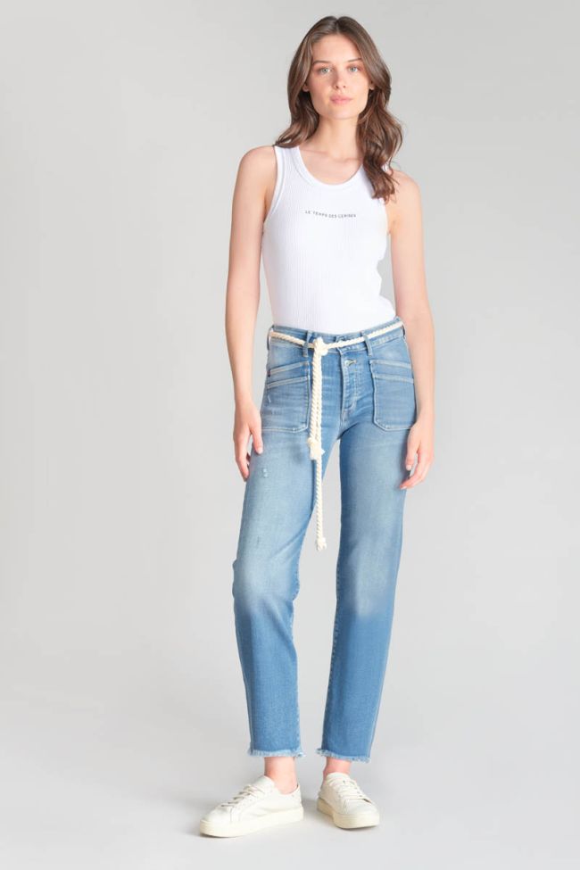 Pricilia taille haute 7/8ème jeans destroy bleu N°4