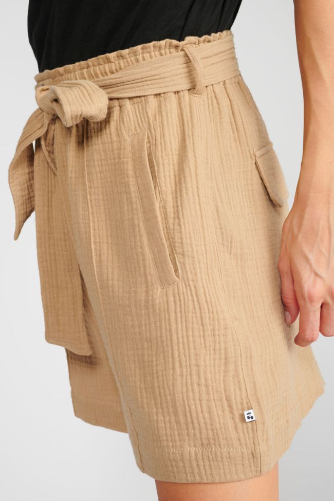  Houx sand beige shorts in cotton gauze