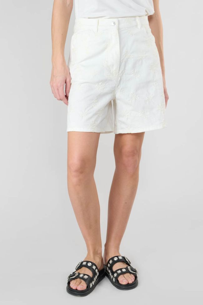 Embroidered white Xylosma shorts