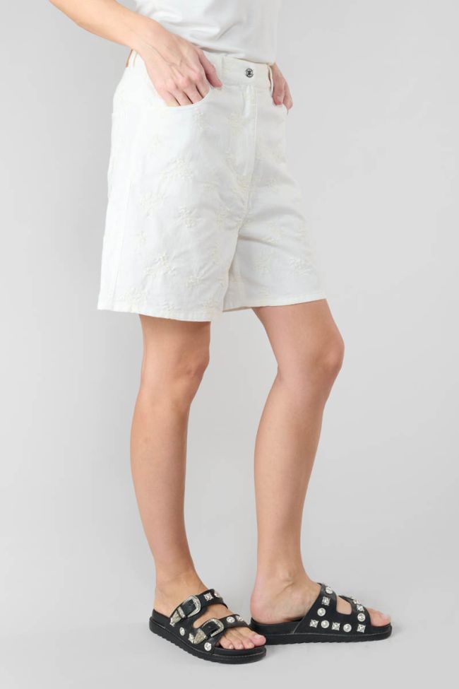 Embroidered white Xylosma shorts