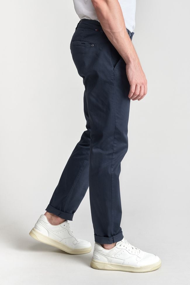 Navy blue Cesar wide-leg chino trousers