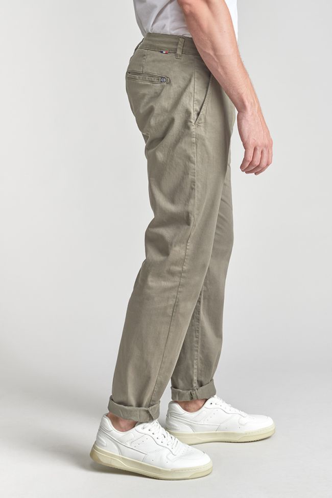 Khaki Cesar wide-leg chino trousers