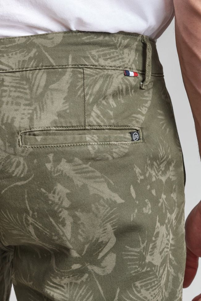 Khaki patterned Jogg Swoop chino Bermuda shorts