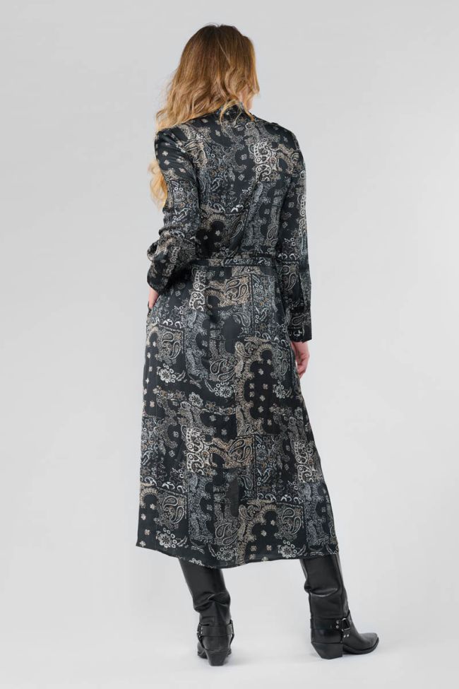 Black Seraphy maxi dress with paisley pattern