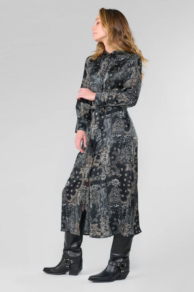 Black Seraphy maxi dress with paisley pattern