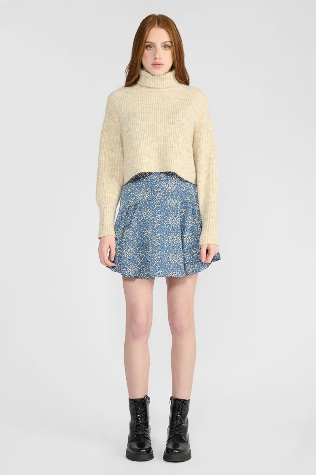 Dalougi short skirt with blue and white floral pattern