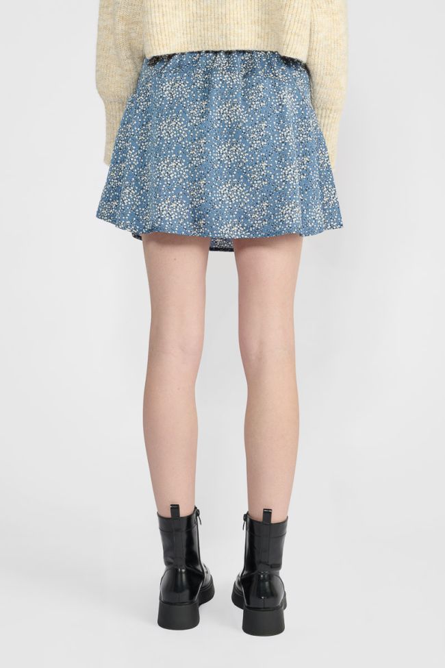 Dalougi short skirt with blue and white floral pattern