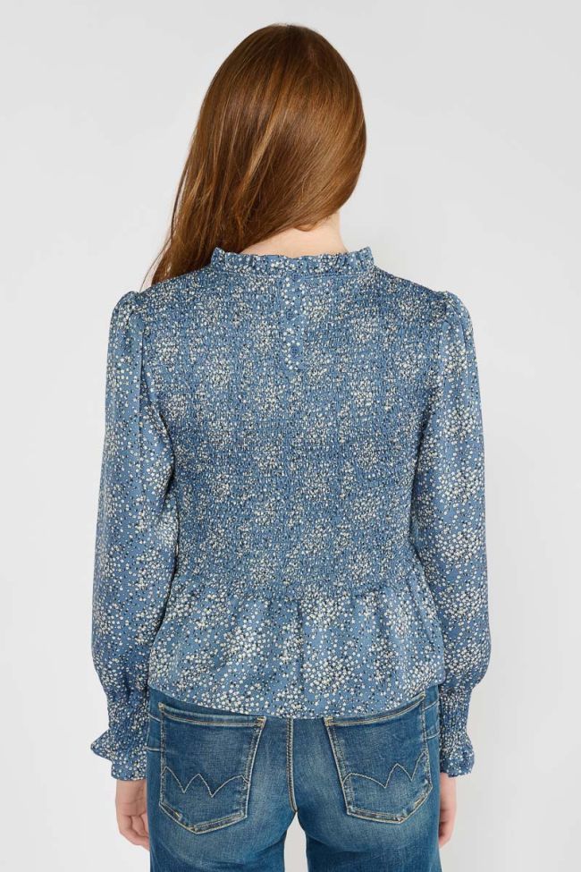 Blouse Divegi bleue à motif fleuri