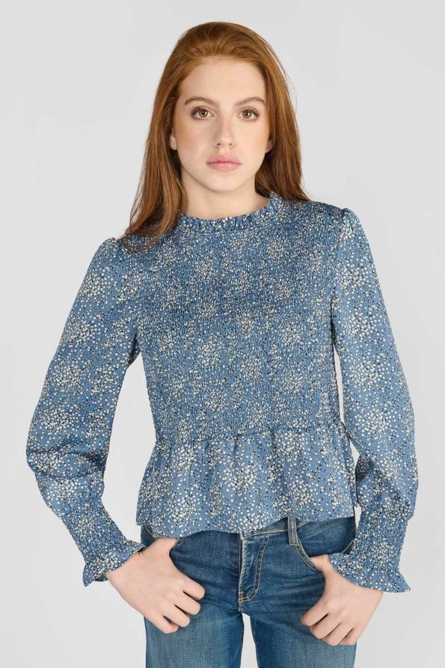 Blouse Divegi bleue à motif fleuri