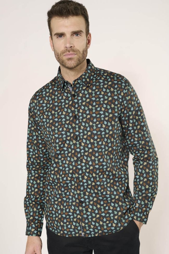 Feal black leaf pattern shirt