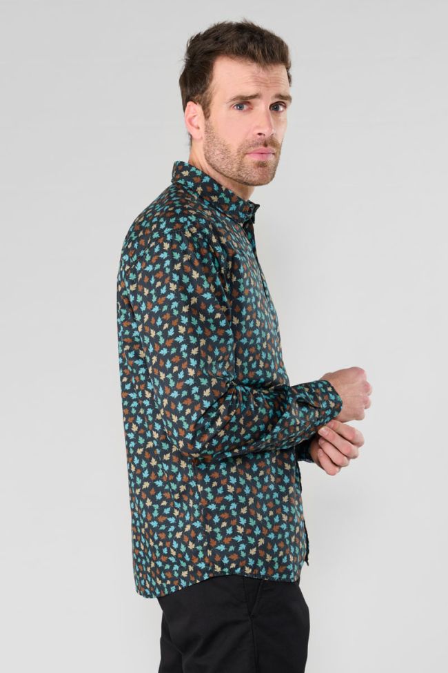 Feal black leaf pattern shirt