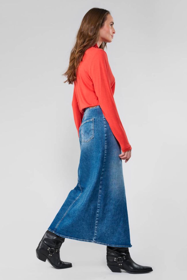 Raphi long skirt in faded blue jeans