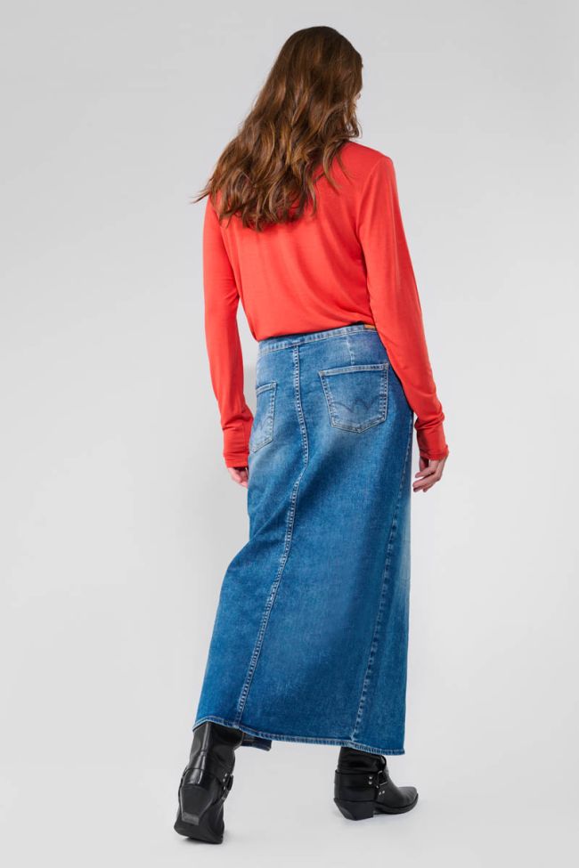 Raphi long skirt in faded blue jeans