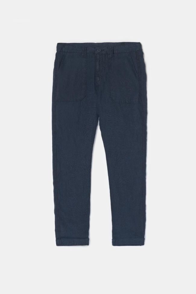 Navy blue linen Nesrone trousers