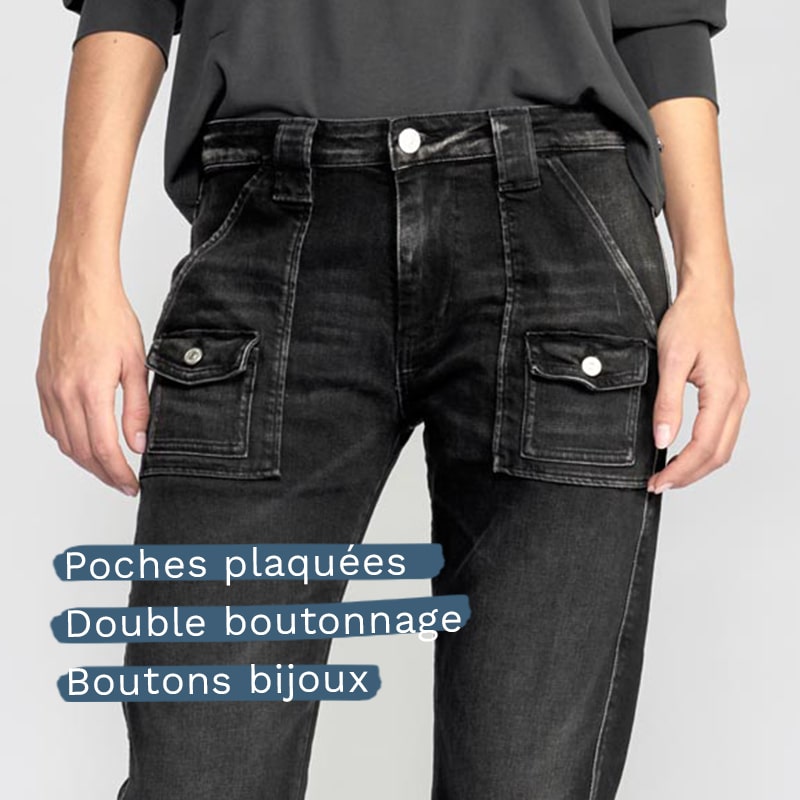 jeans poches plaquées