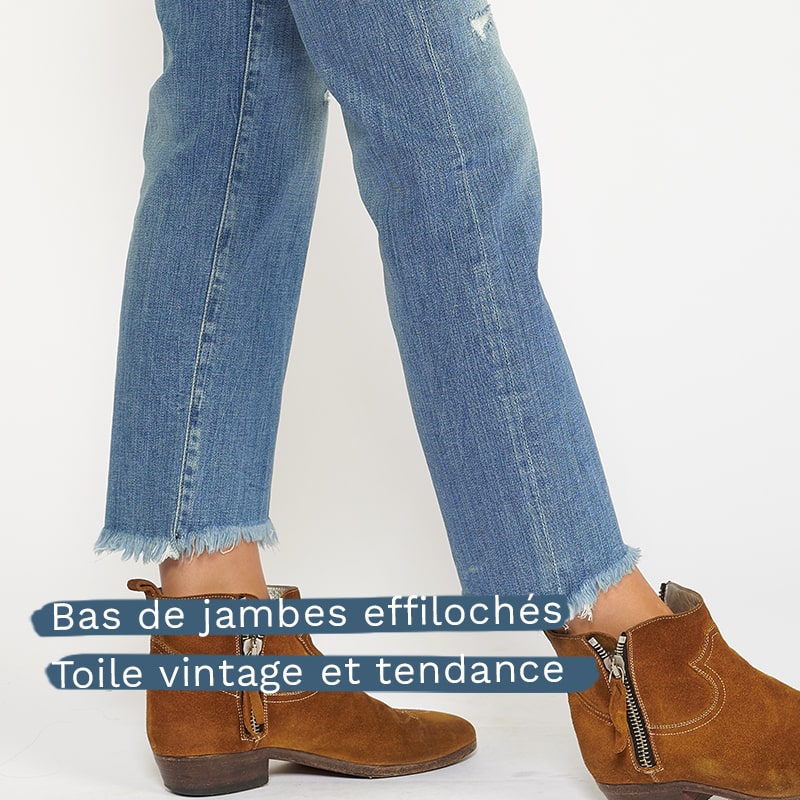 jeans bas de jambes effilochés